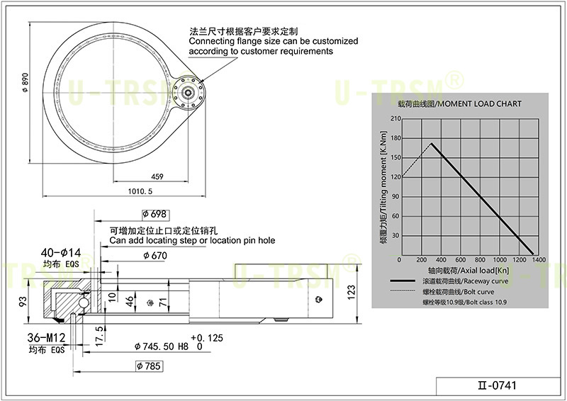 Spur Gear Slewing Drive Drawing for Model 0741